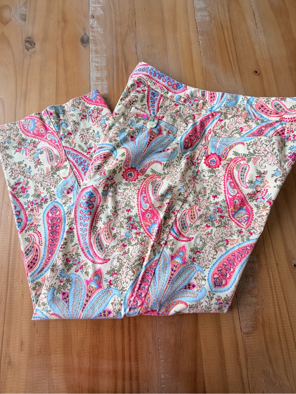 Vintage Talbots Petite Pants Women’s Floral Paisley Stretch Pockets Cotton 8P